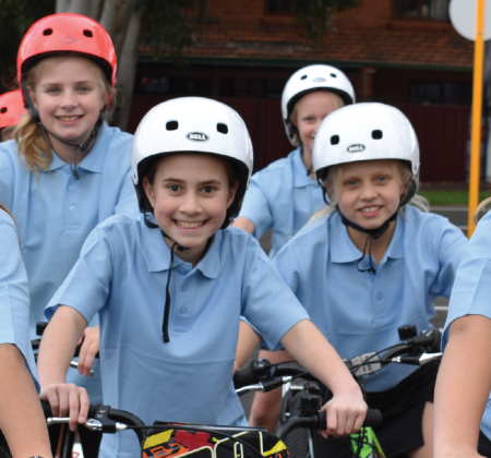 children riding bikes